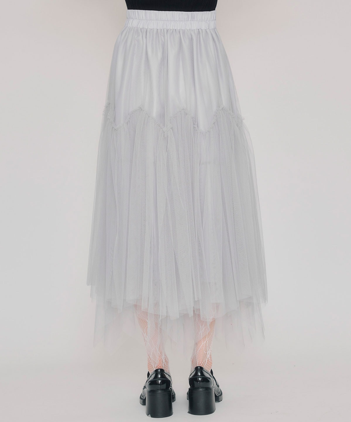 チュールフレアロングスカート