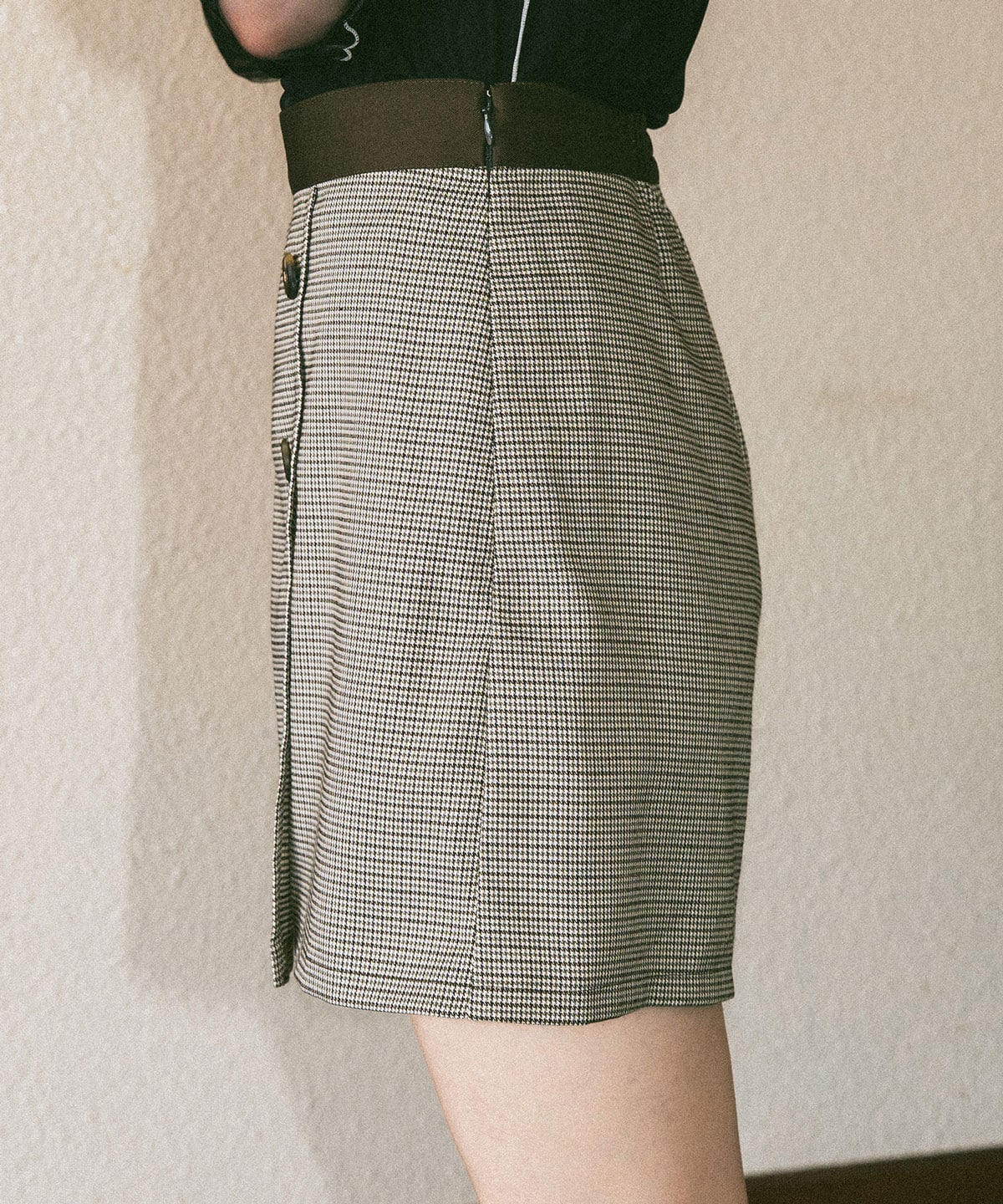 【セットアップ可能】グレンチェックミニラップスカートライクショートパンツ