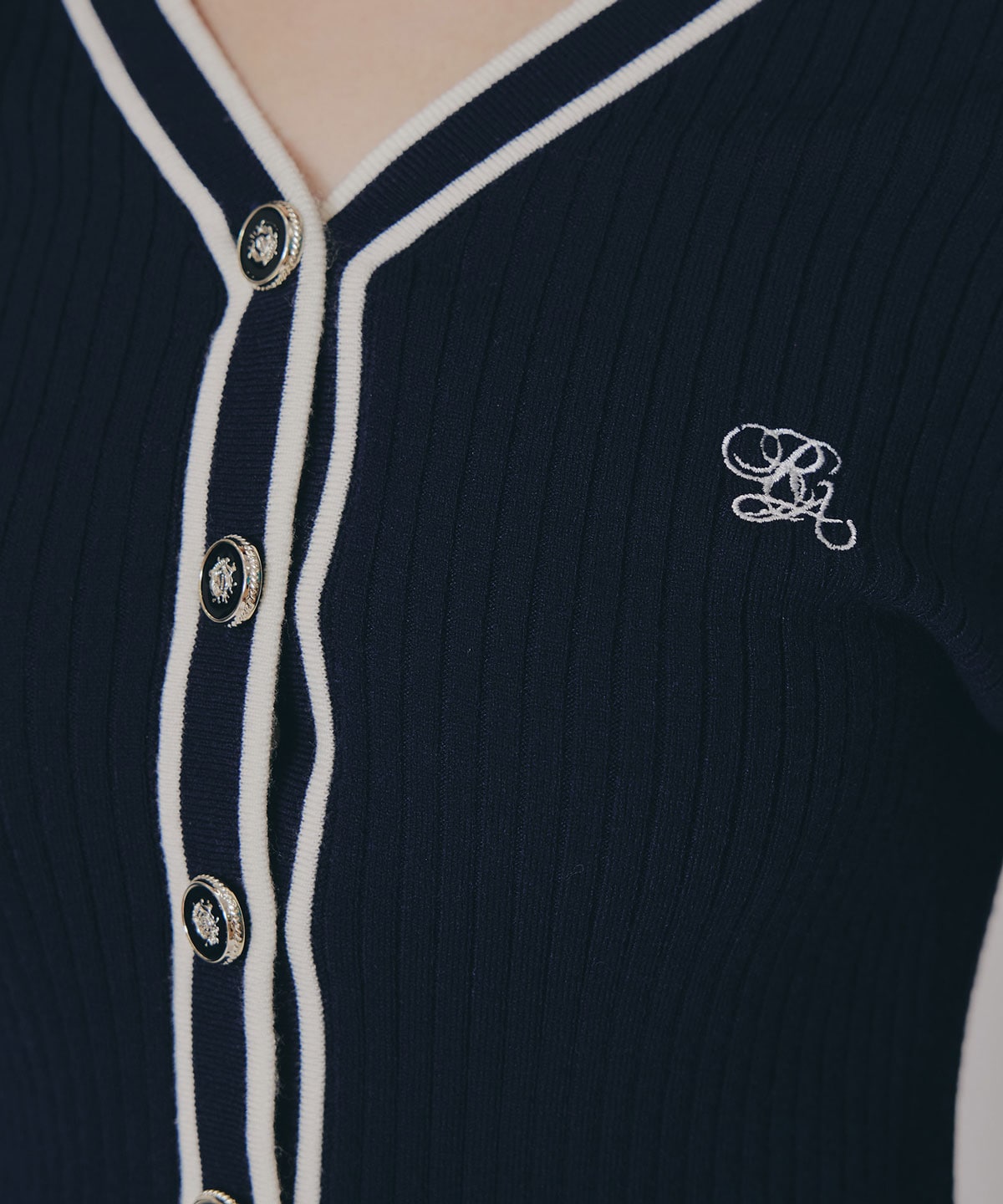 ラインスキームニットカーディガン×スカートセットアップ