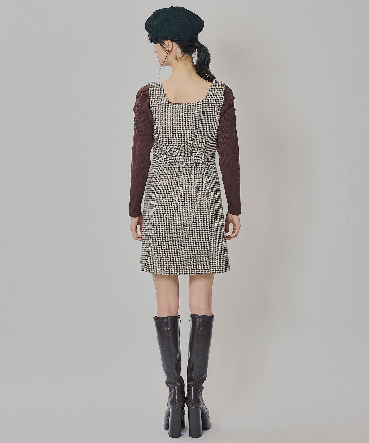 ハウンドトゥースショートジャケット×ミニワンピース