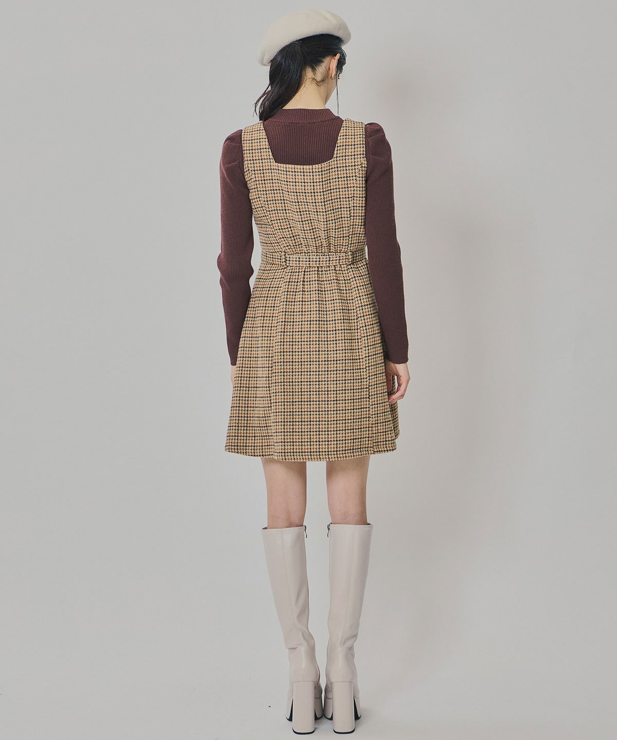 ハウンドトゥースショートジャケット×ミニワンピース