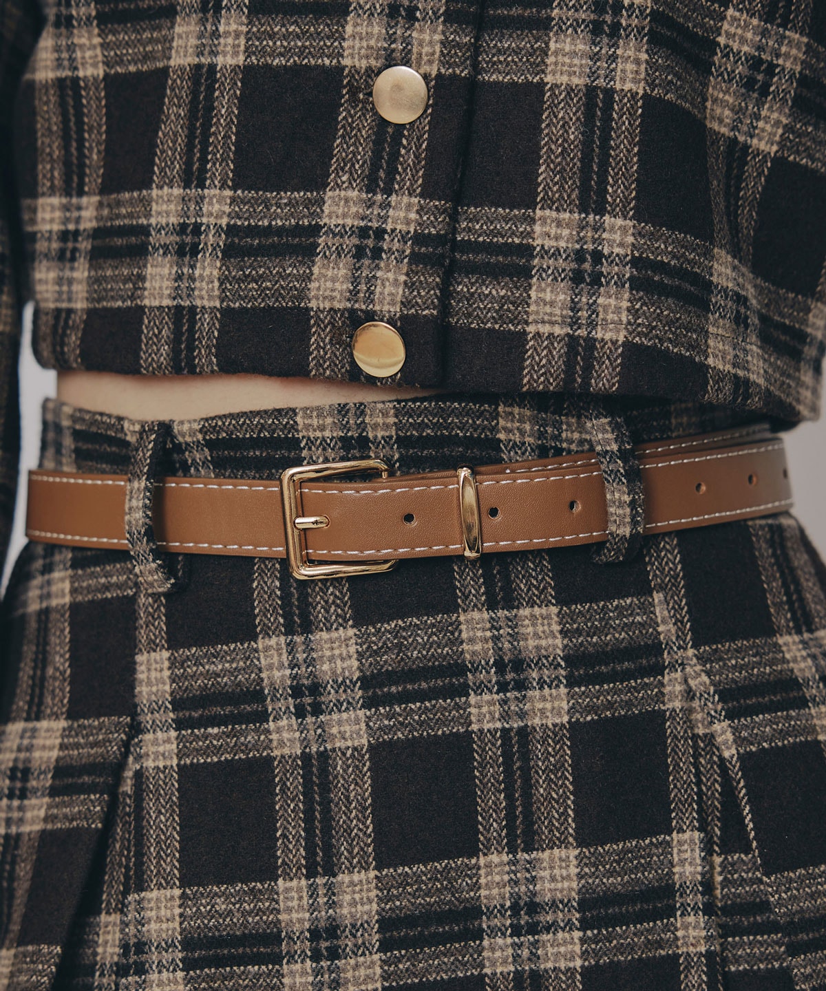 クラシカルチェックコンパクトシャツ×ロングスカートセットアップ(F