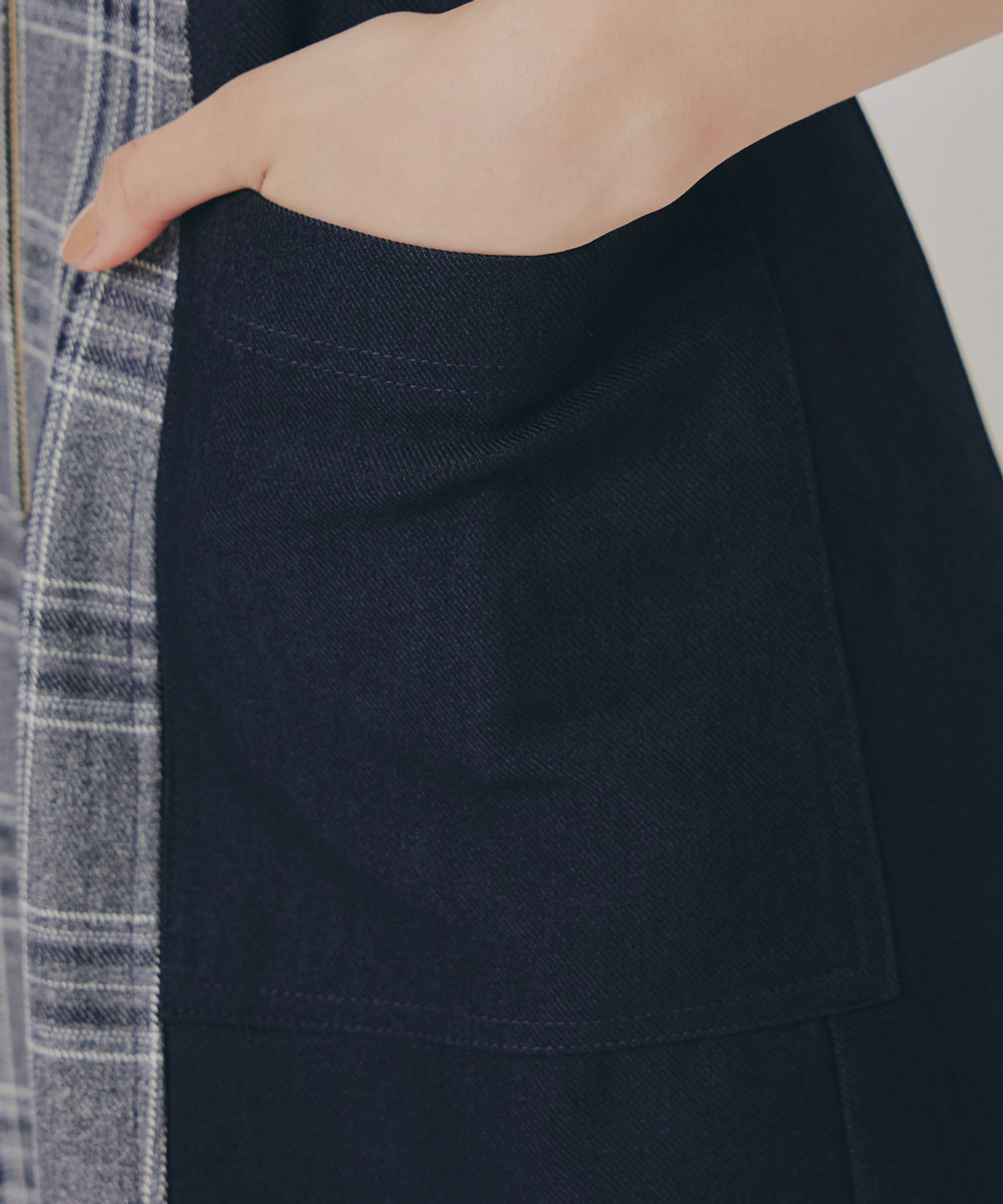 フロントジップバイカラーチェックワンピース