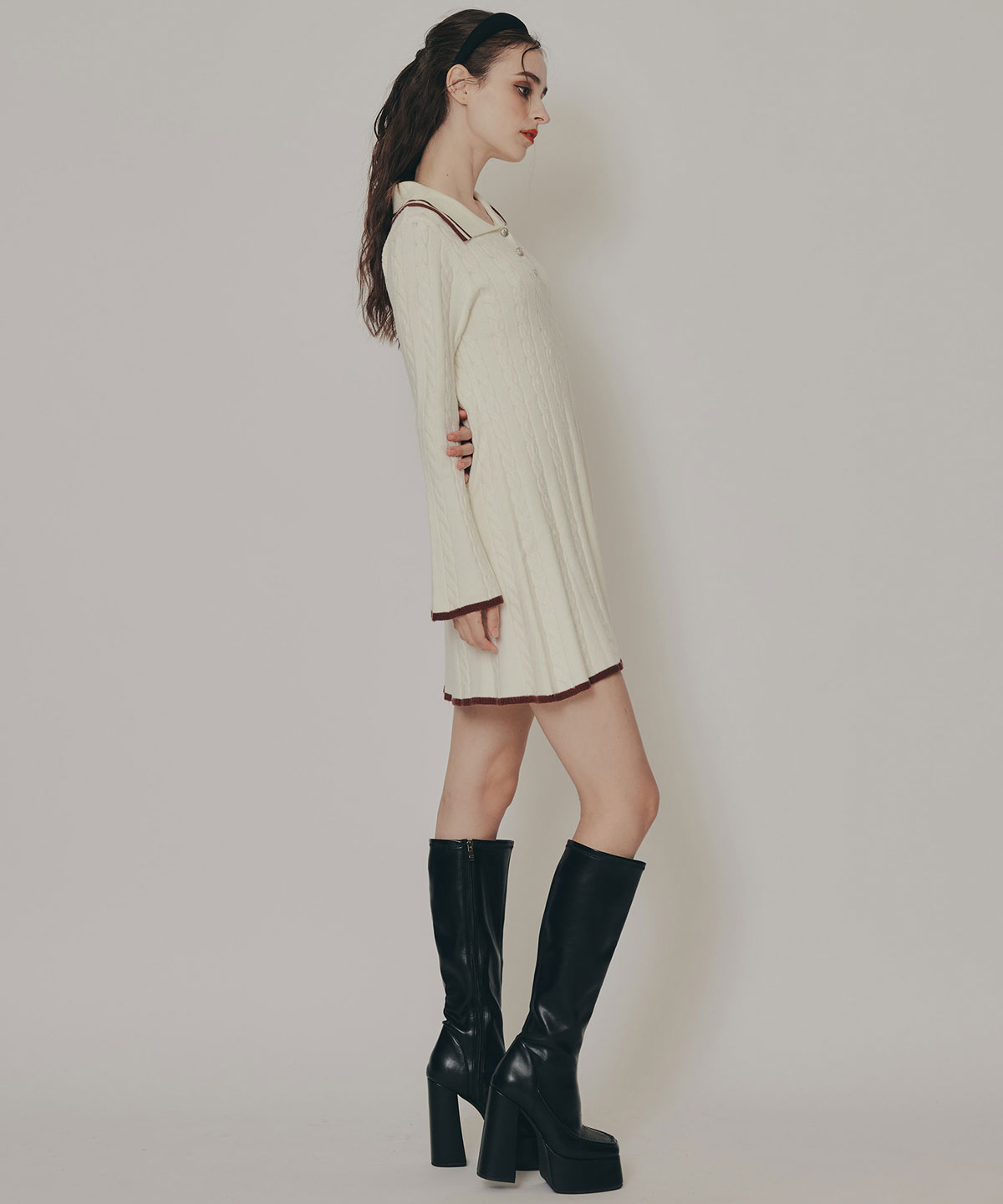 ラインケーブルミニニットワンピース