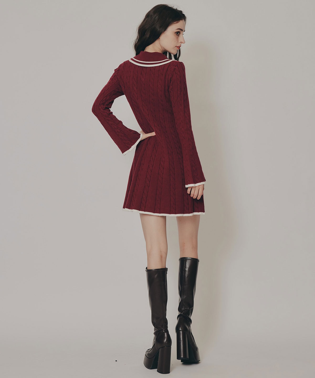 ラインケーブルミニニットワンピース