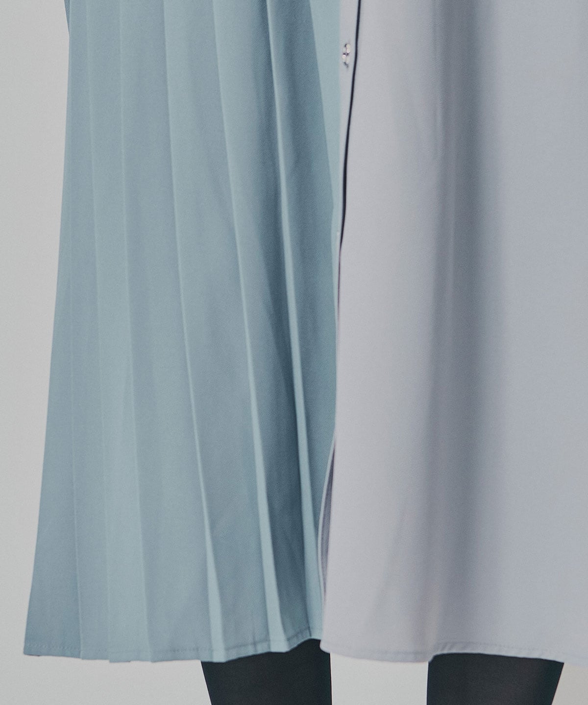 カラーブロックパネルアシメプリーツワンピース