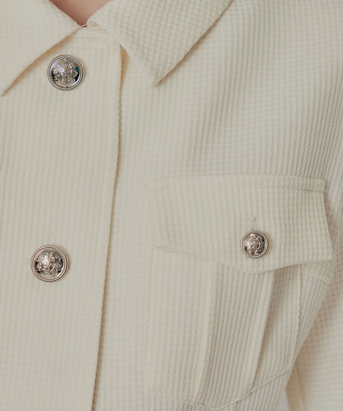 エンブレムボタンマイクロワッフルシャツワンピース