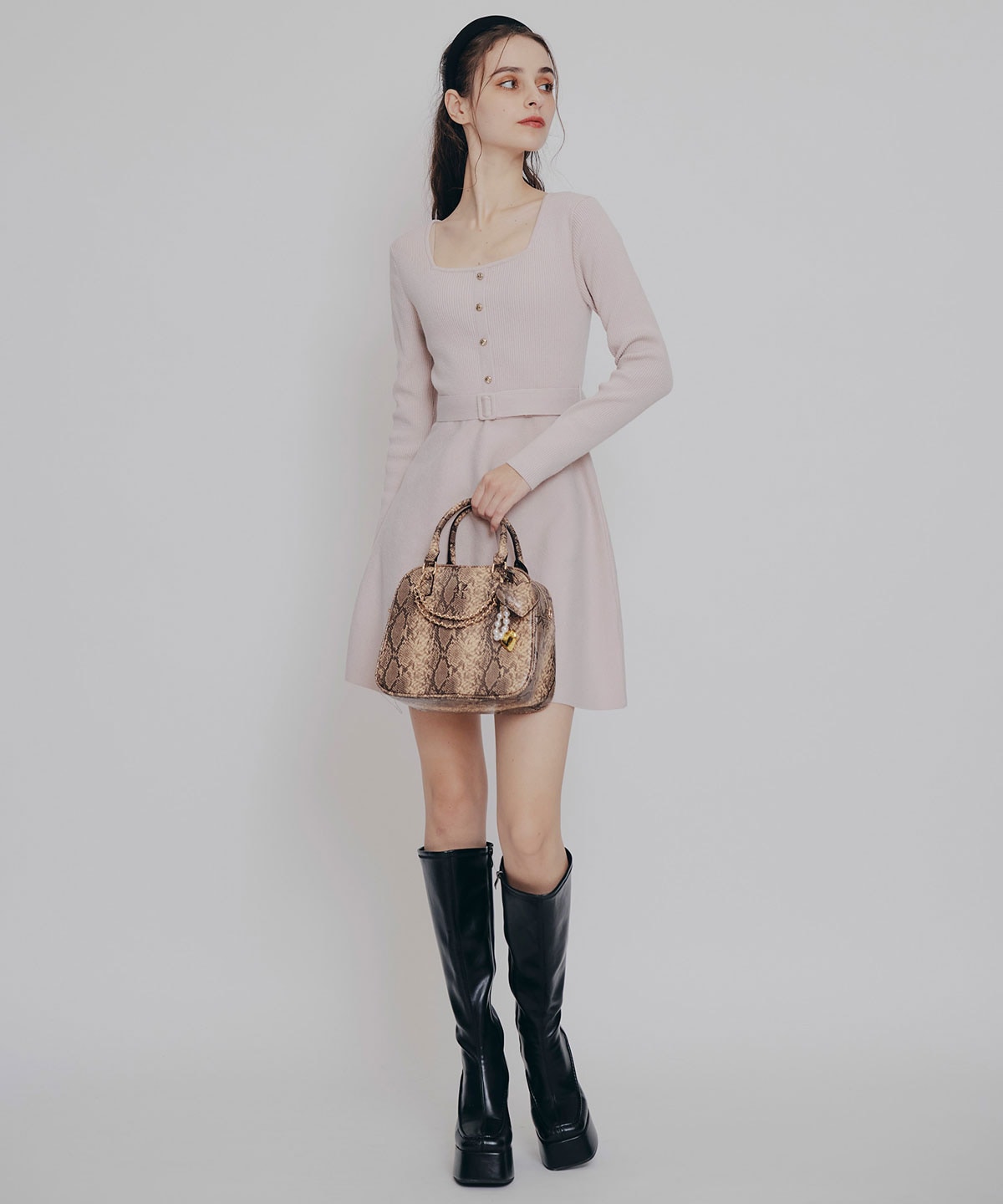 ケープSETニットフレアミニワンピース