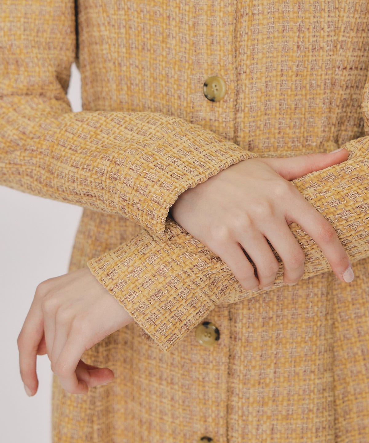 MIXツイードパフスリーブミニワンピース