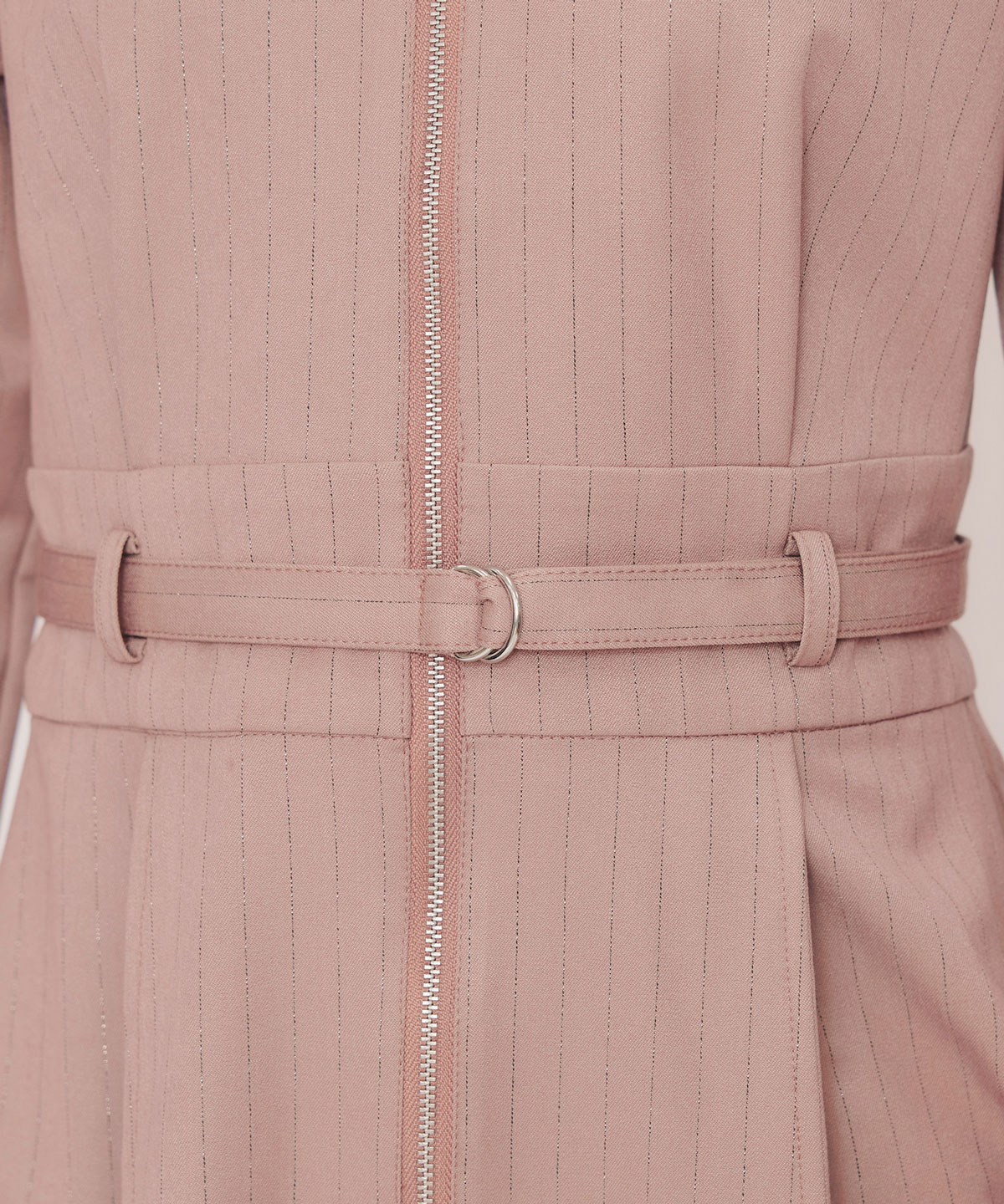 フロントZIPストライプロングワンピース