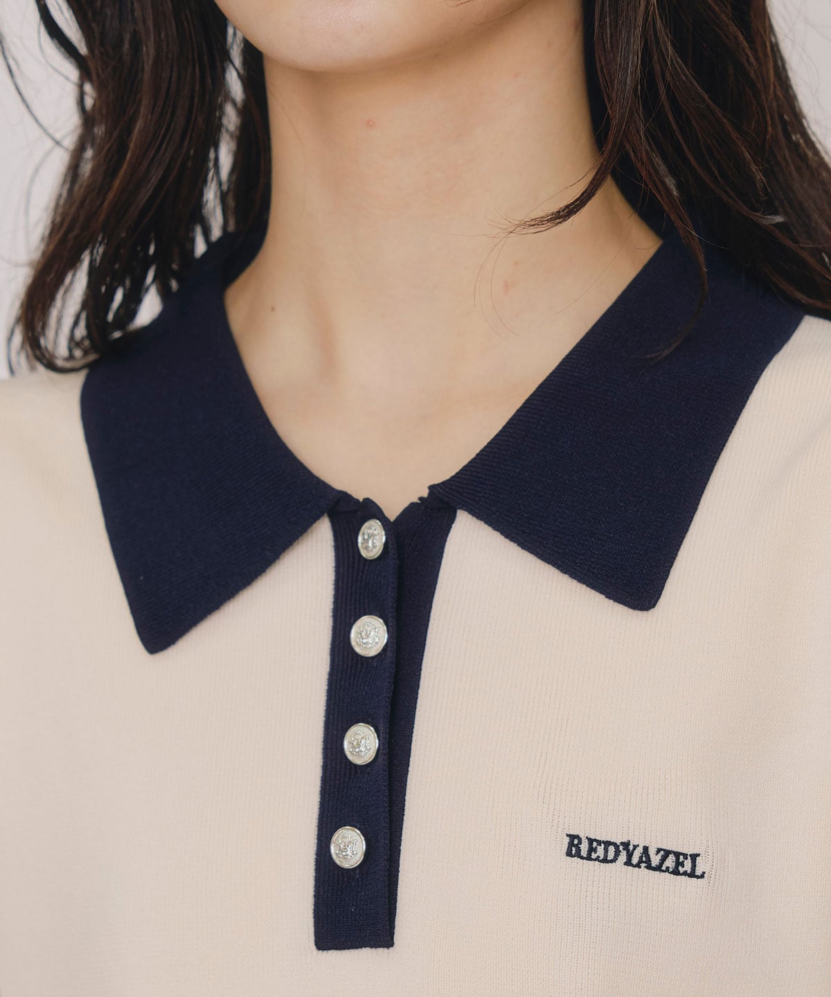 バイカラーポロニットミニワンピース