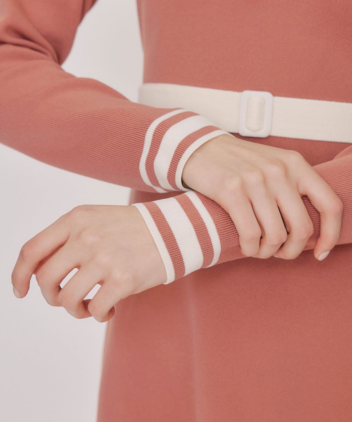 バイカラーポロニットミニワンピース