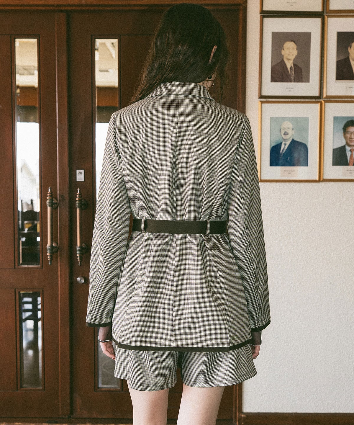 【セットアップ可能】グレンチェックダブルジャケット