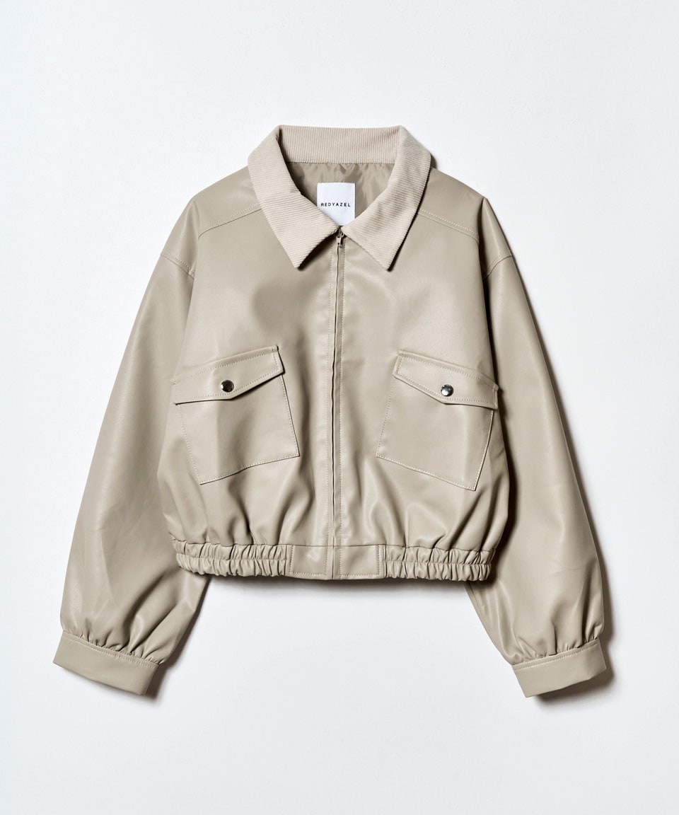 【セットアップ可能】フェイクレザージップブルゾン