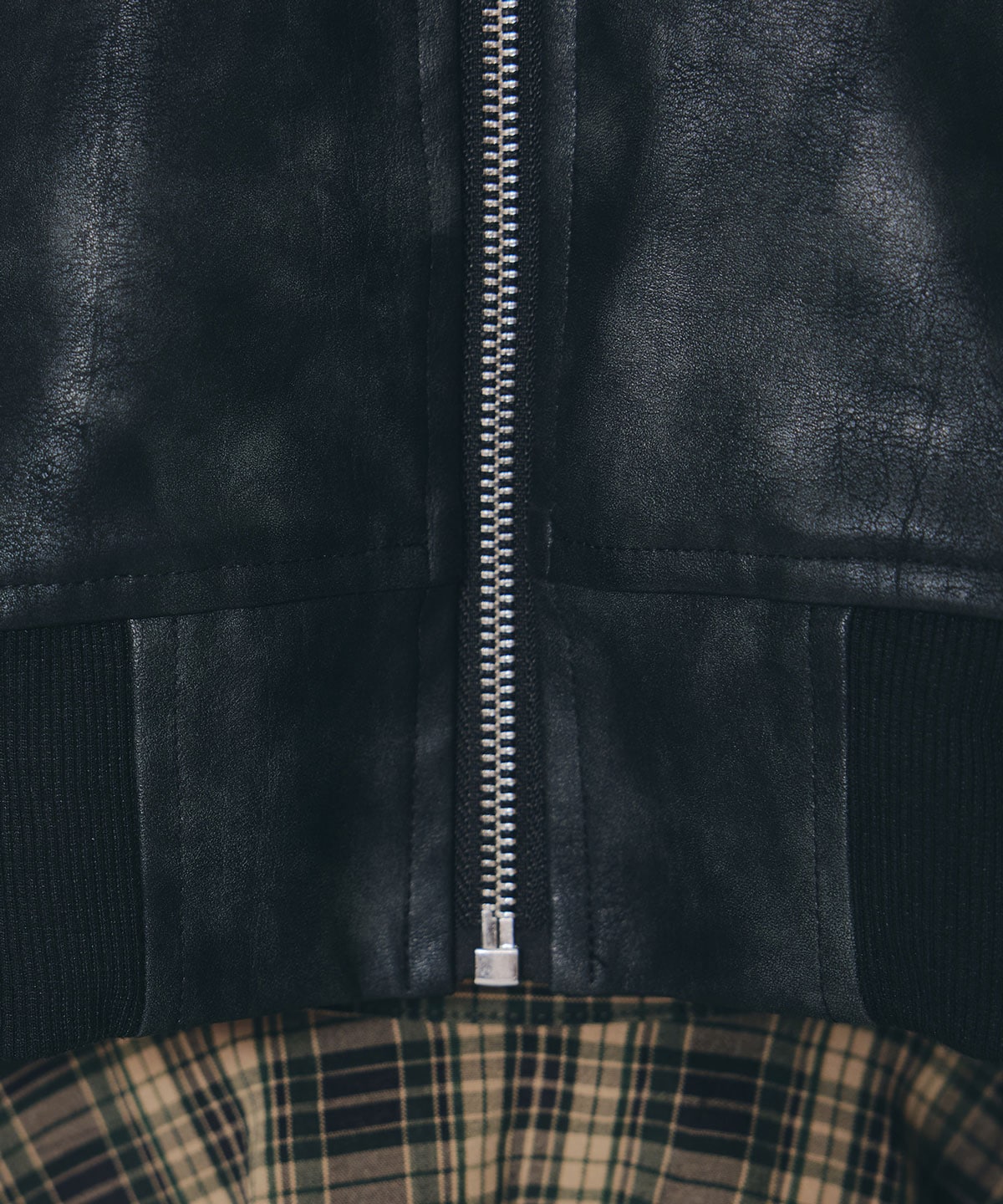 ヴィンテージライクレザーフーディブルゾン