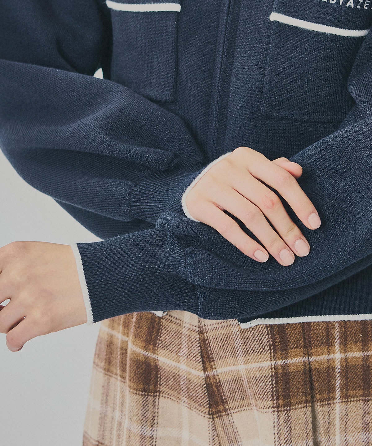 バイカラーラインZIPニットジャケット