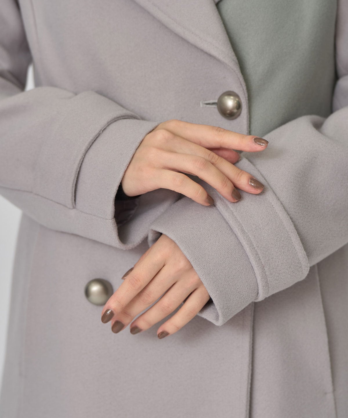 バイカラースリムチェスターコート