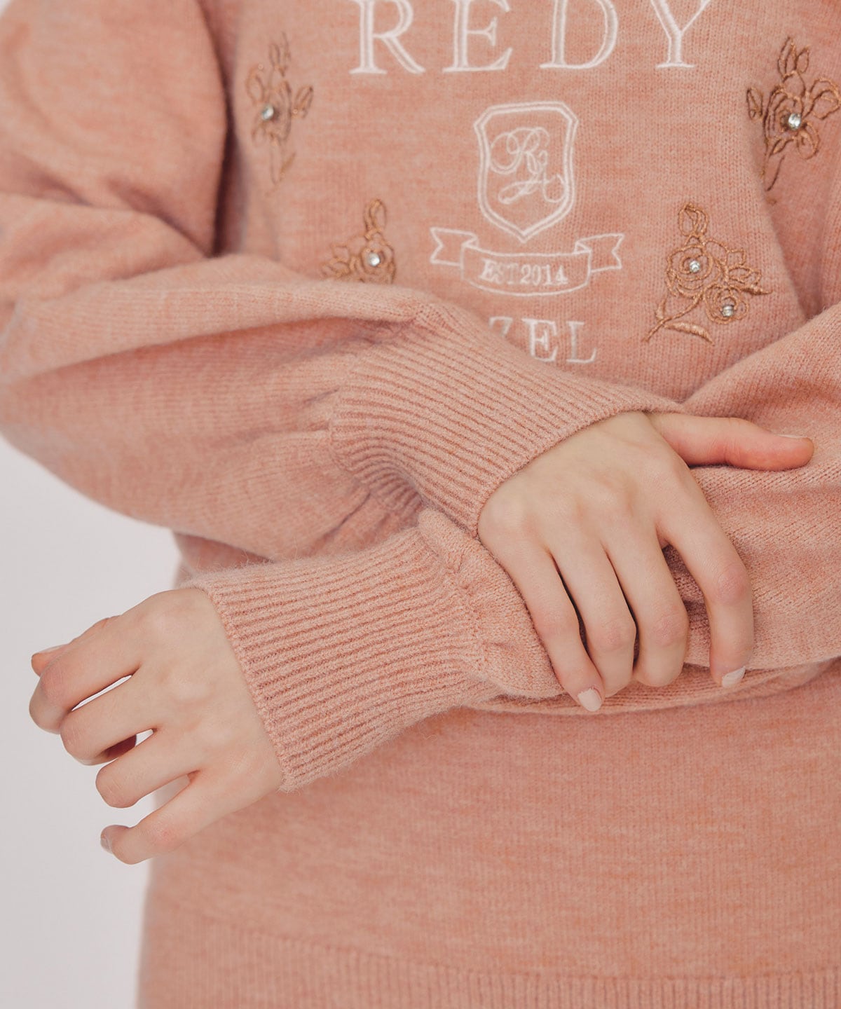 ビジューロゴエンブロイダリーニットプルオーバー