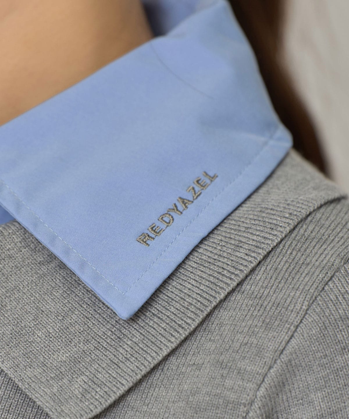 ダブルカラーポロニットトップス