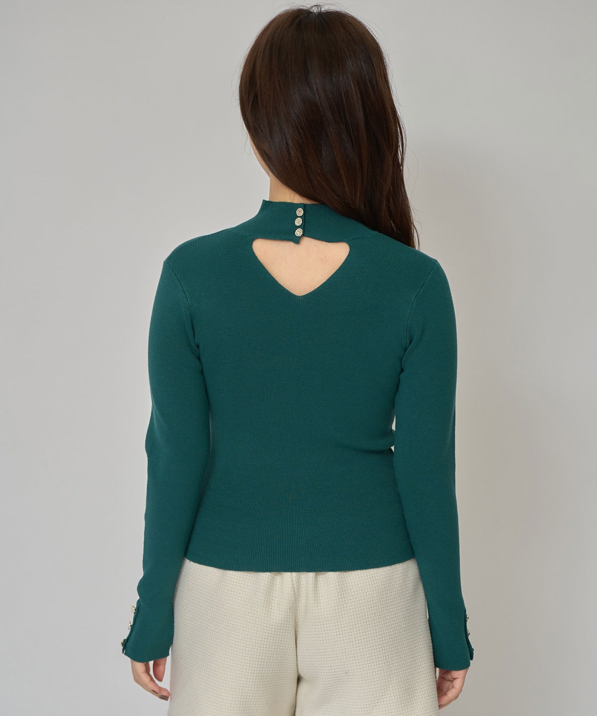 2WAYハイネックボタンニットトップス