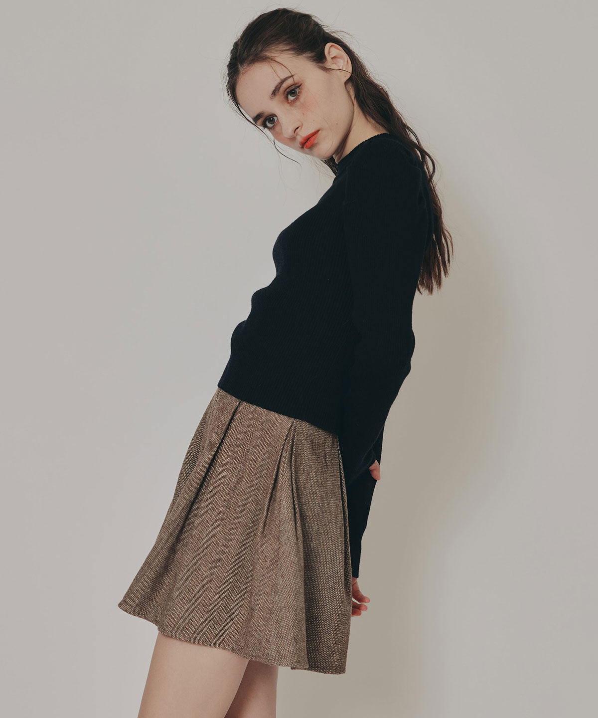 パワショルボトルネックニットトップス