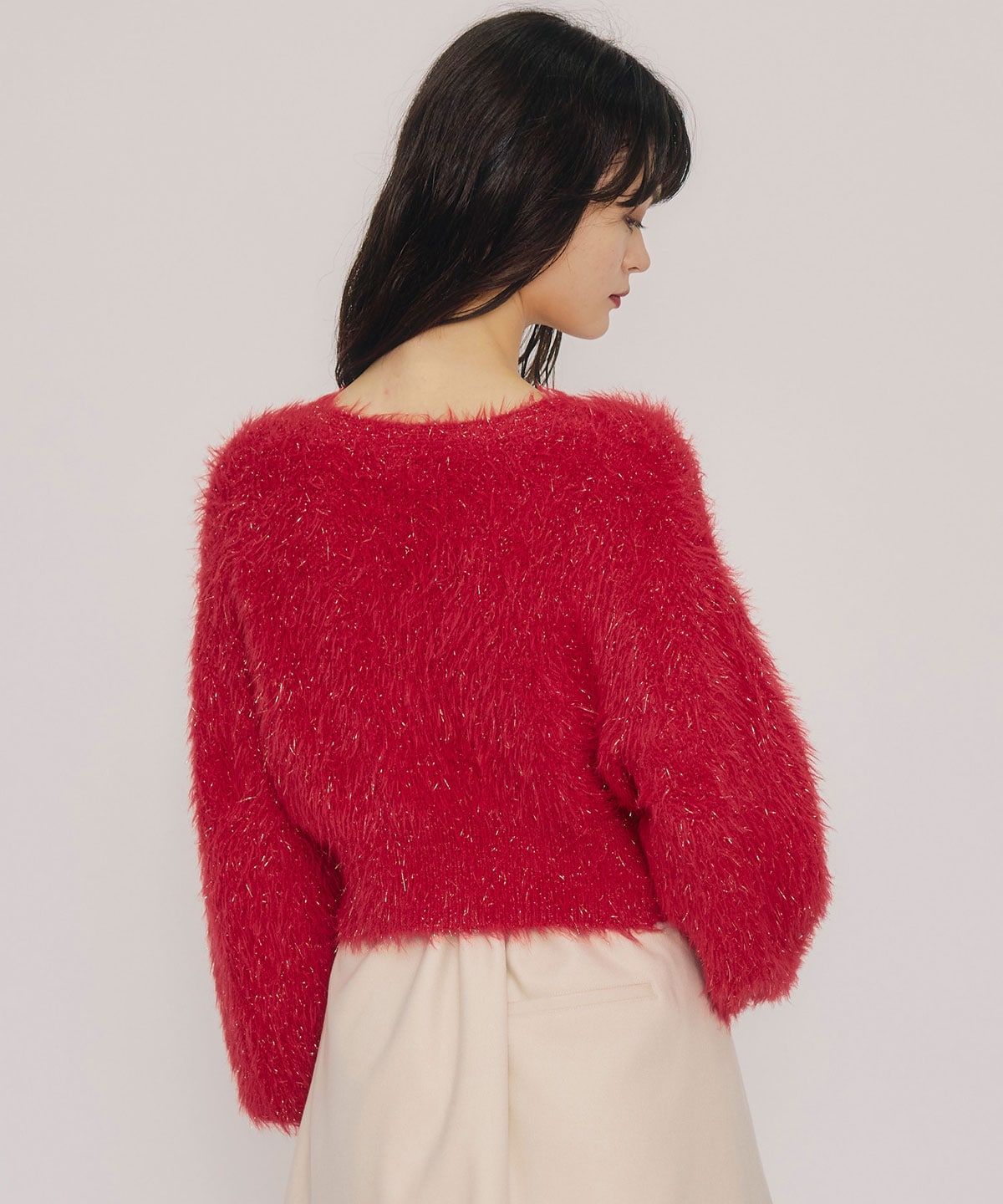 ラメシャギーニットプルオーバー