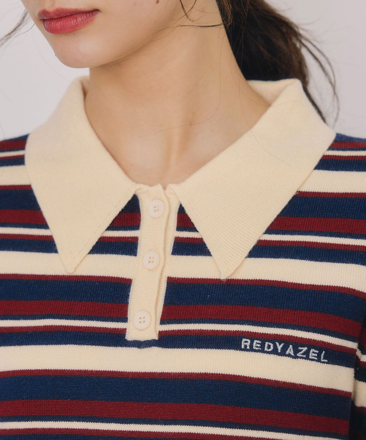 マルチボーダーロゴニットプルオーバー