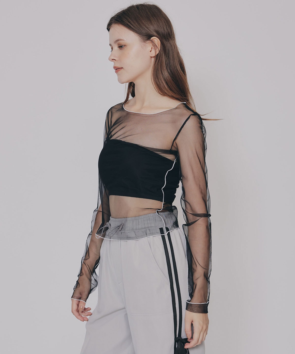 バイカラーメロウチュールトップス×ベアトップ