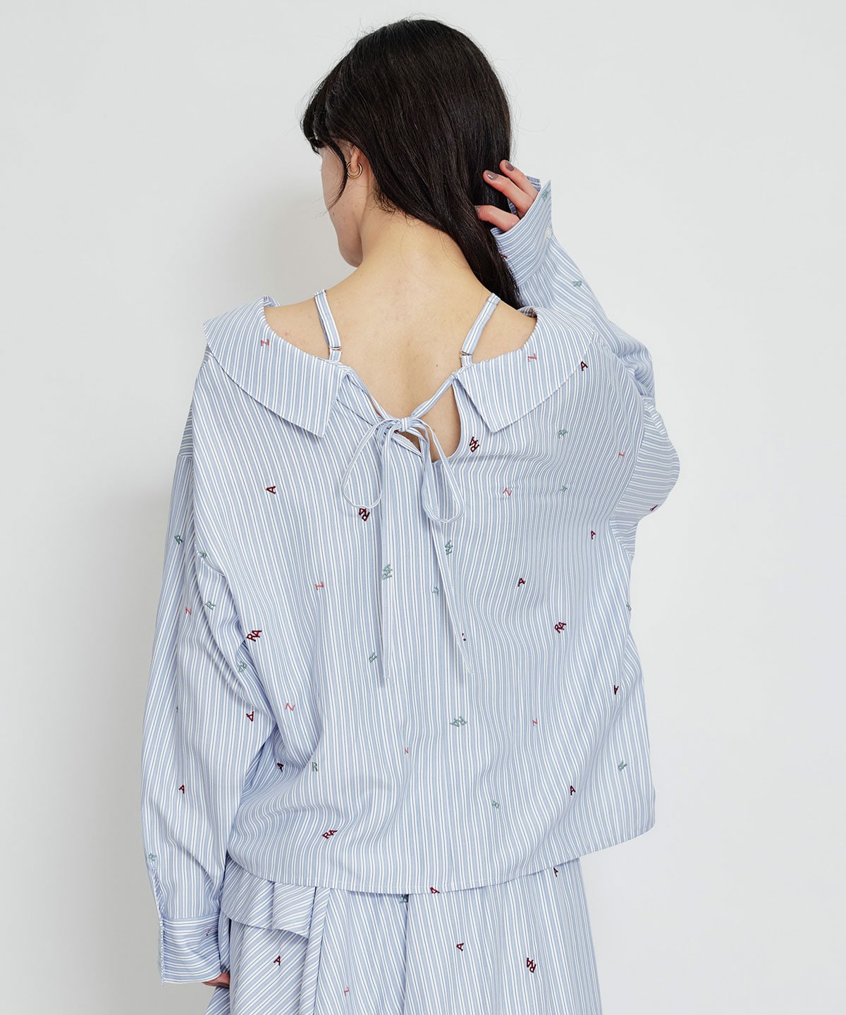 【セットアップ可能】REDYAZELアルファベットロゴ刺繍2WAYシャツブラウス