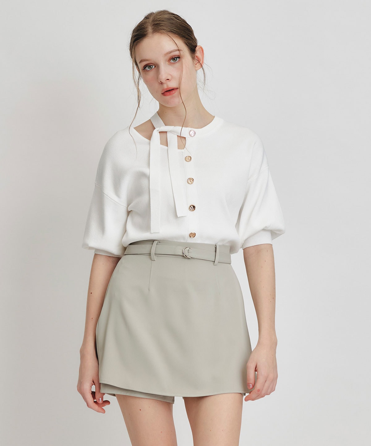 【セットアップ可能】アイシーカラーショートパンツレイヤードフレアミニスカート