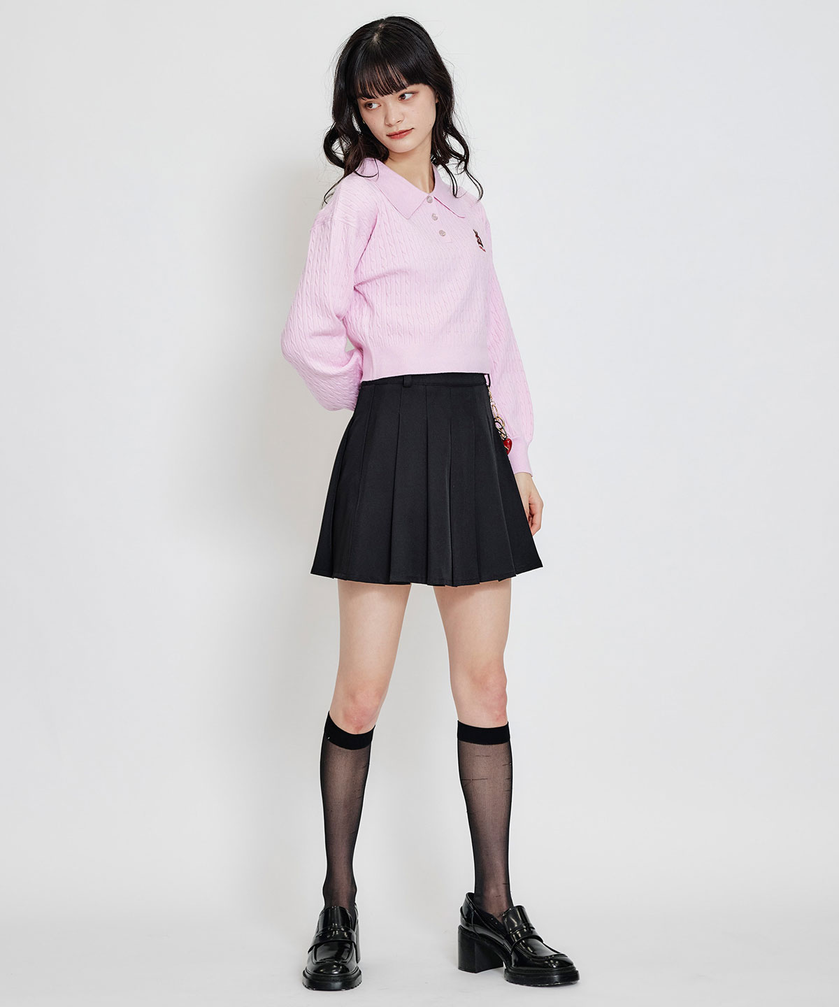 REDYAZEL×ハートチャームプリーツミニスカート