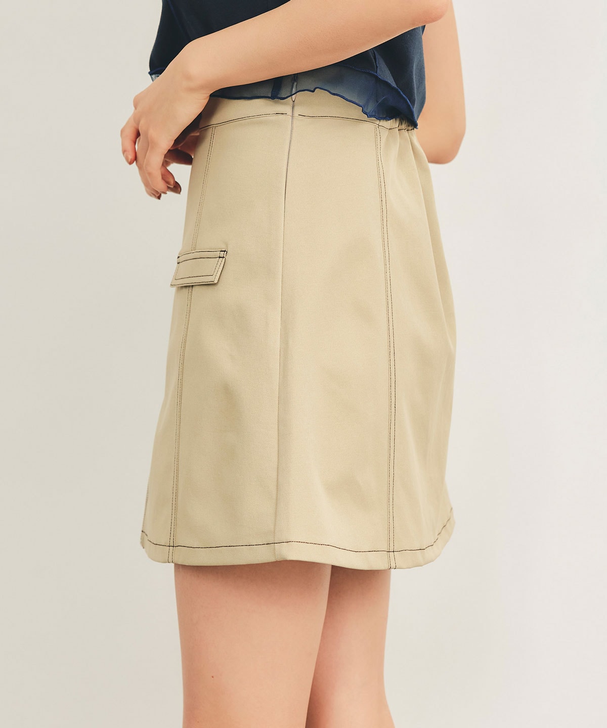 ZIPレイヤードデザインミニスカート