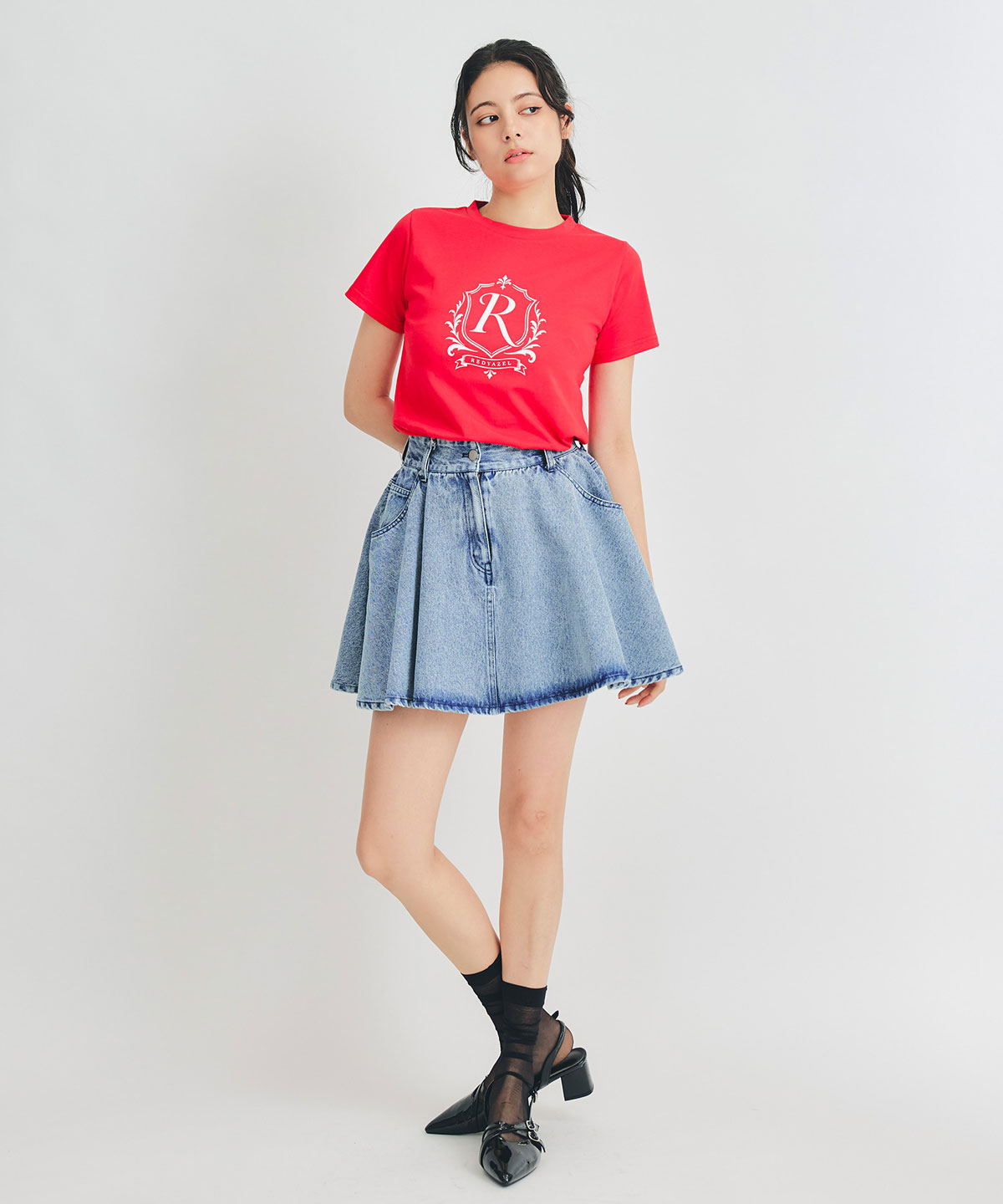サーキュラーデニムミニスカート