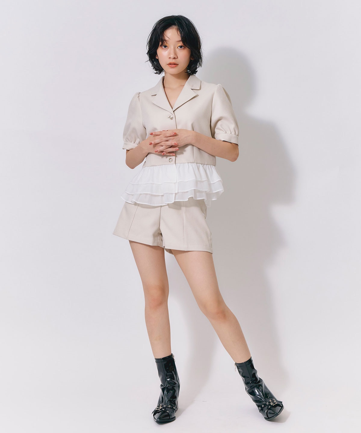 【Classic Button Series】クラシックマルチボタンハイウエストショートパンツ