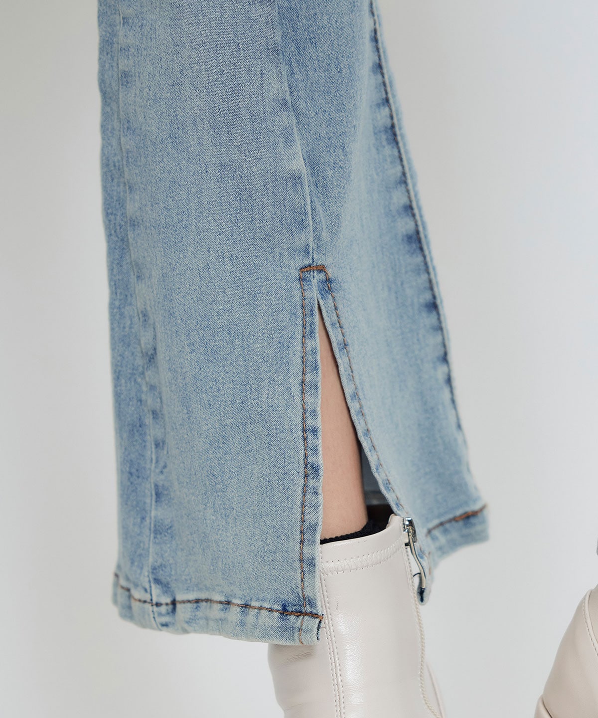 カットアウトリボンストレッチデニム