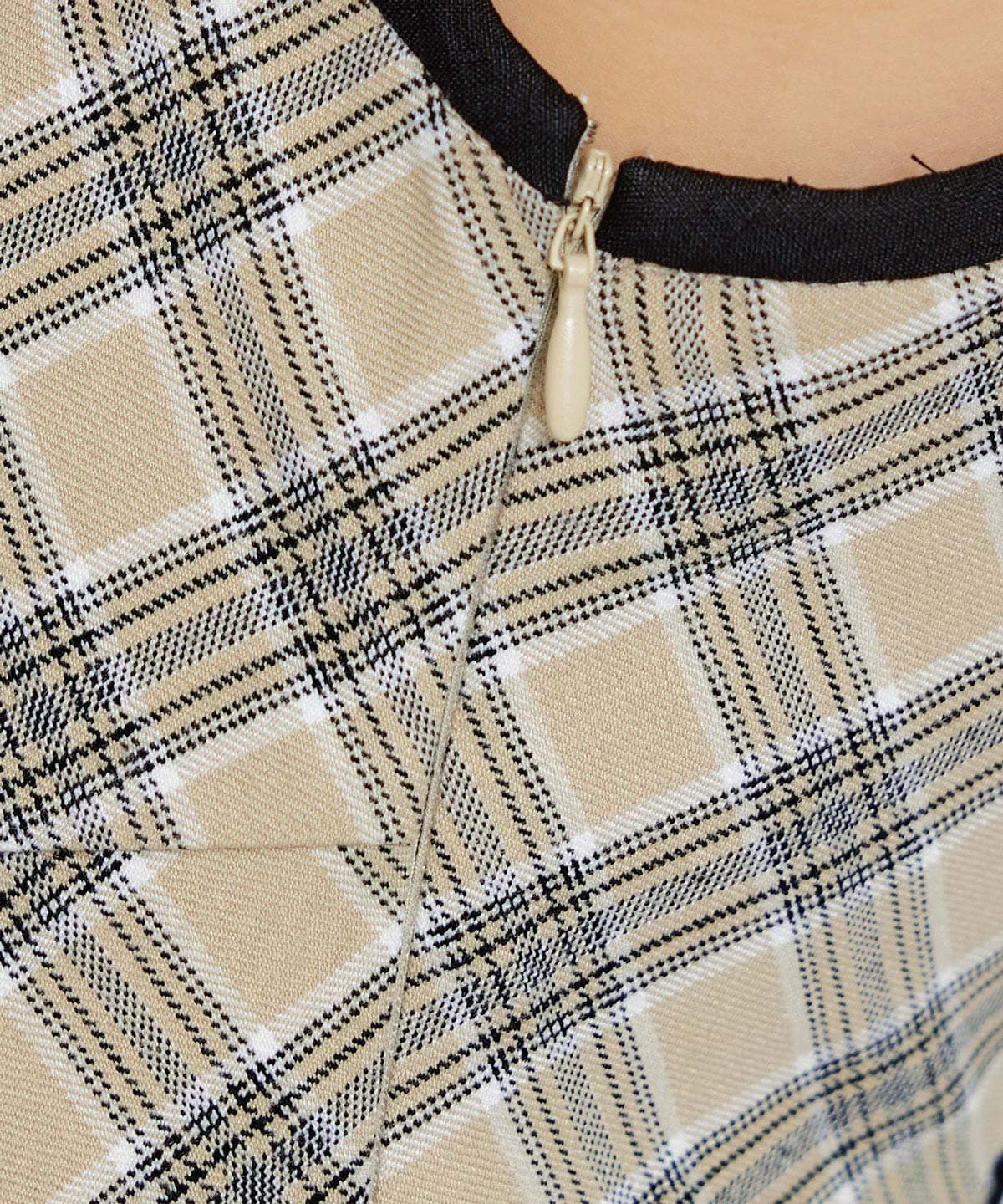 パイピングリボンキャミソールチェックフレアロングワンピース