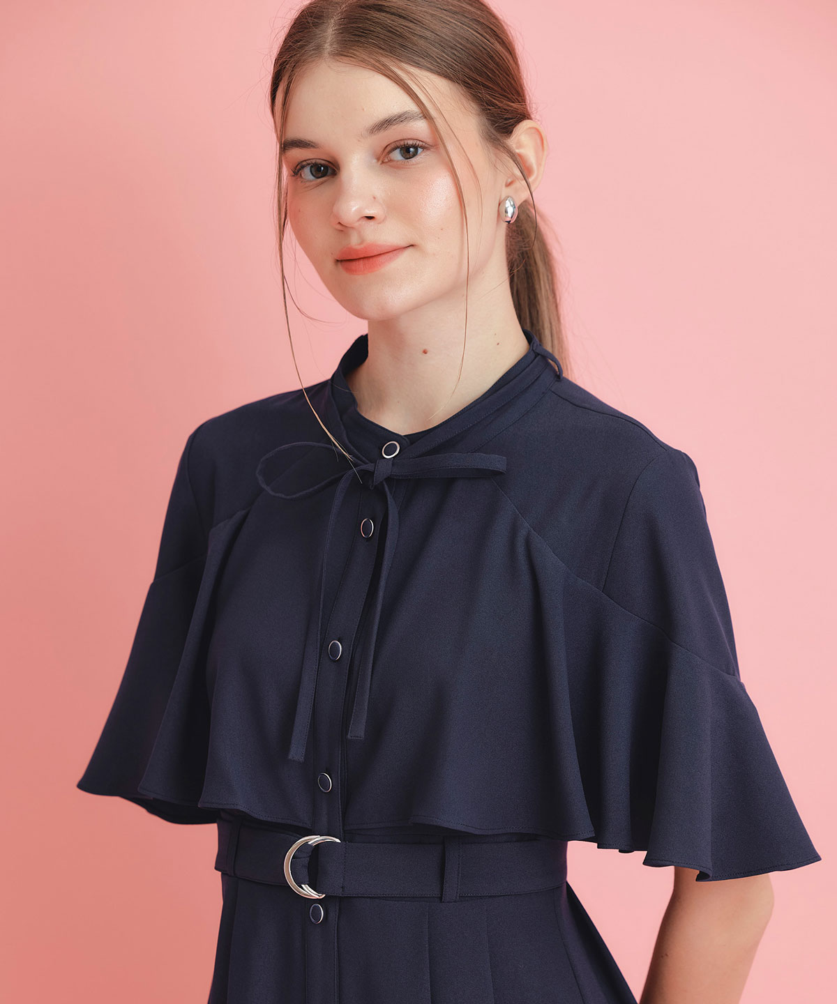 ケープフレアロングワンピース