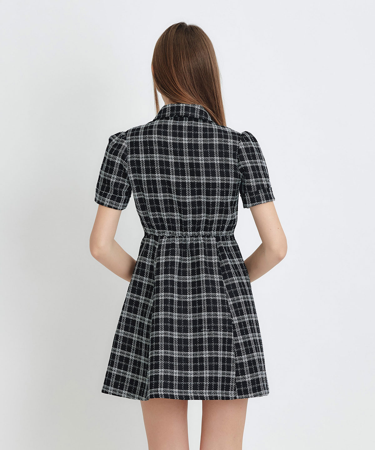 サマーツイードチェックシャツミニワンピース