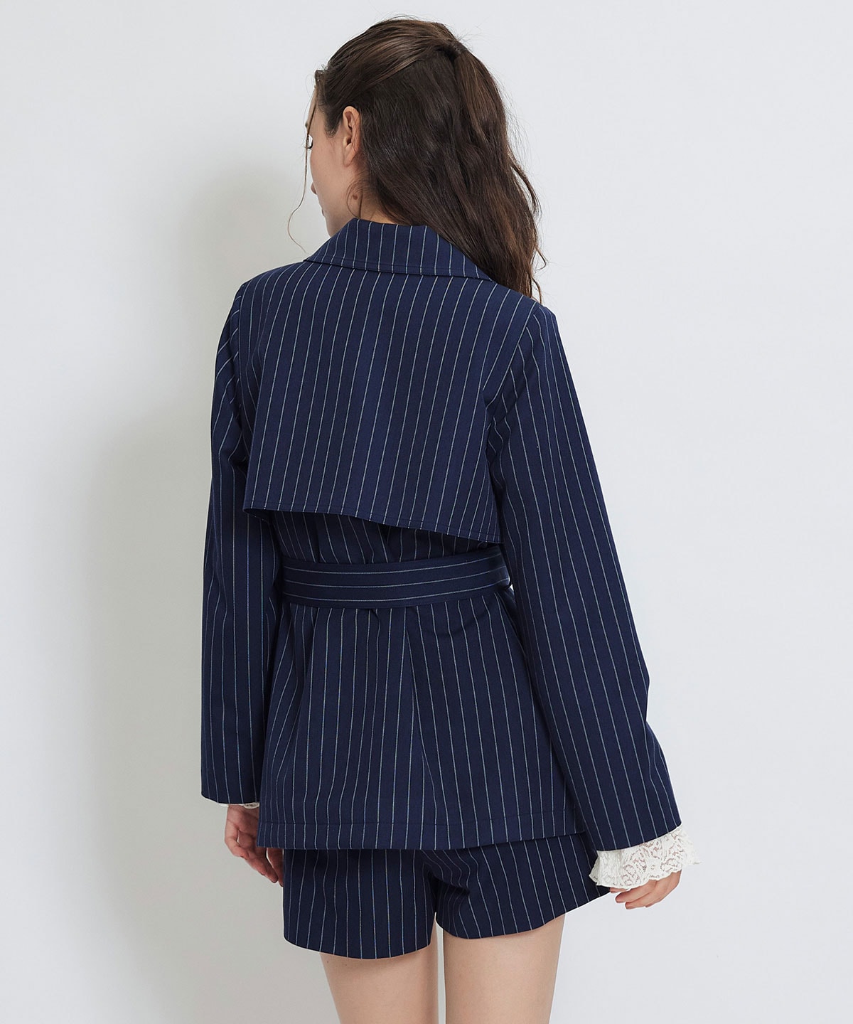 【セットアップ可能】2WAYエンブレムボタンミドルトレンチコート