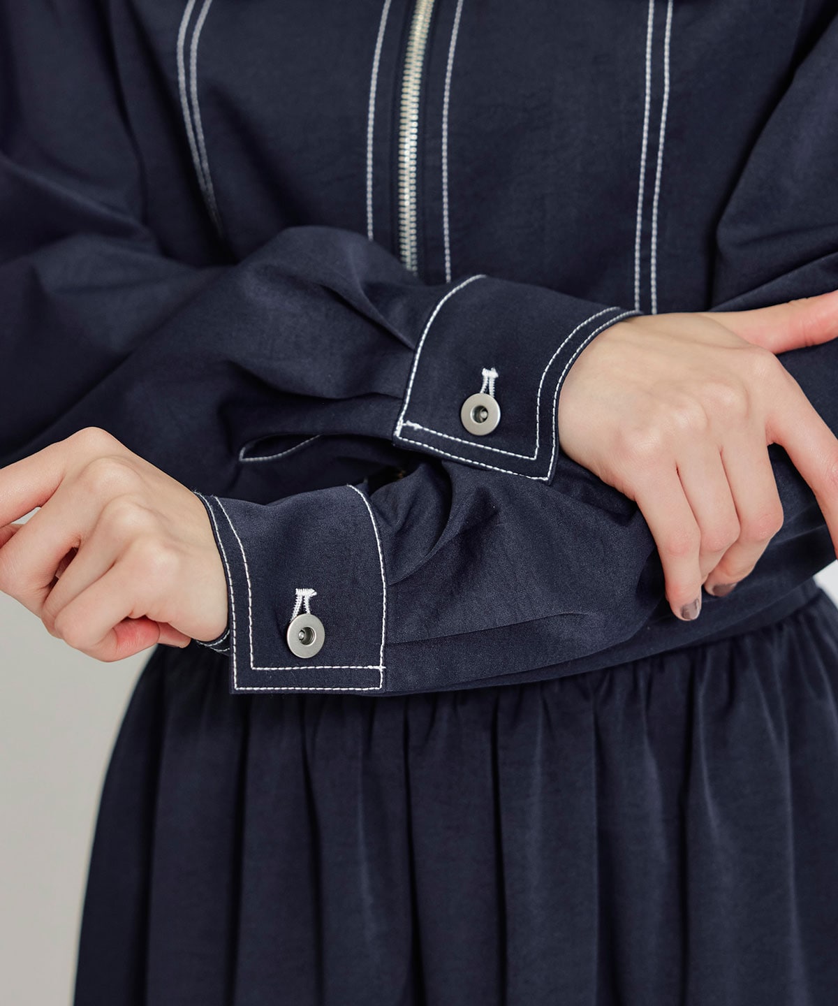 【セットアップ可能】バイカラーステッチショートジャケット