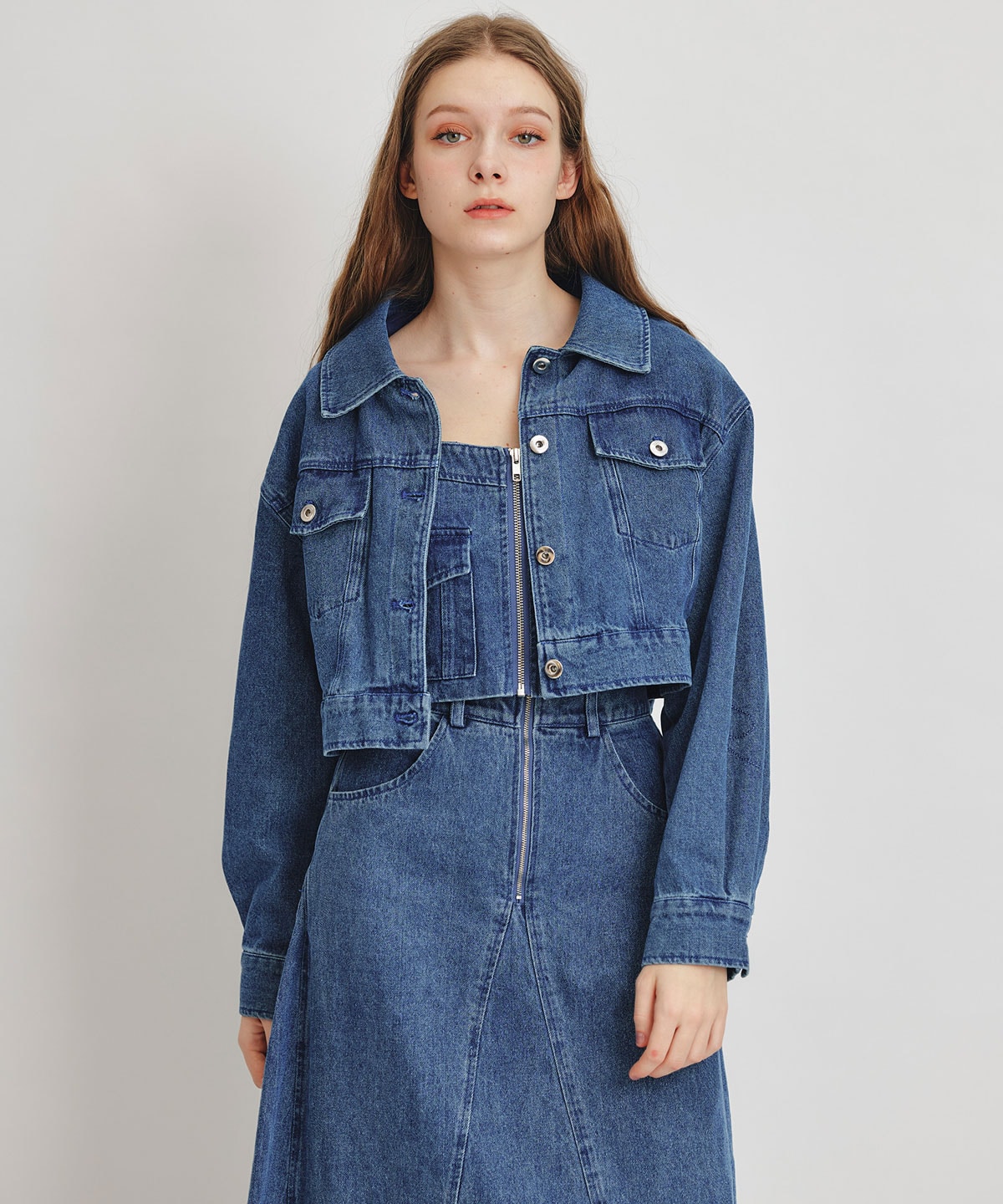 【Chemical Wash Series】ケミカルウォッシュデニムダブルカラーGジャン