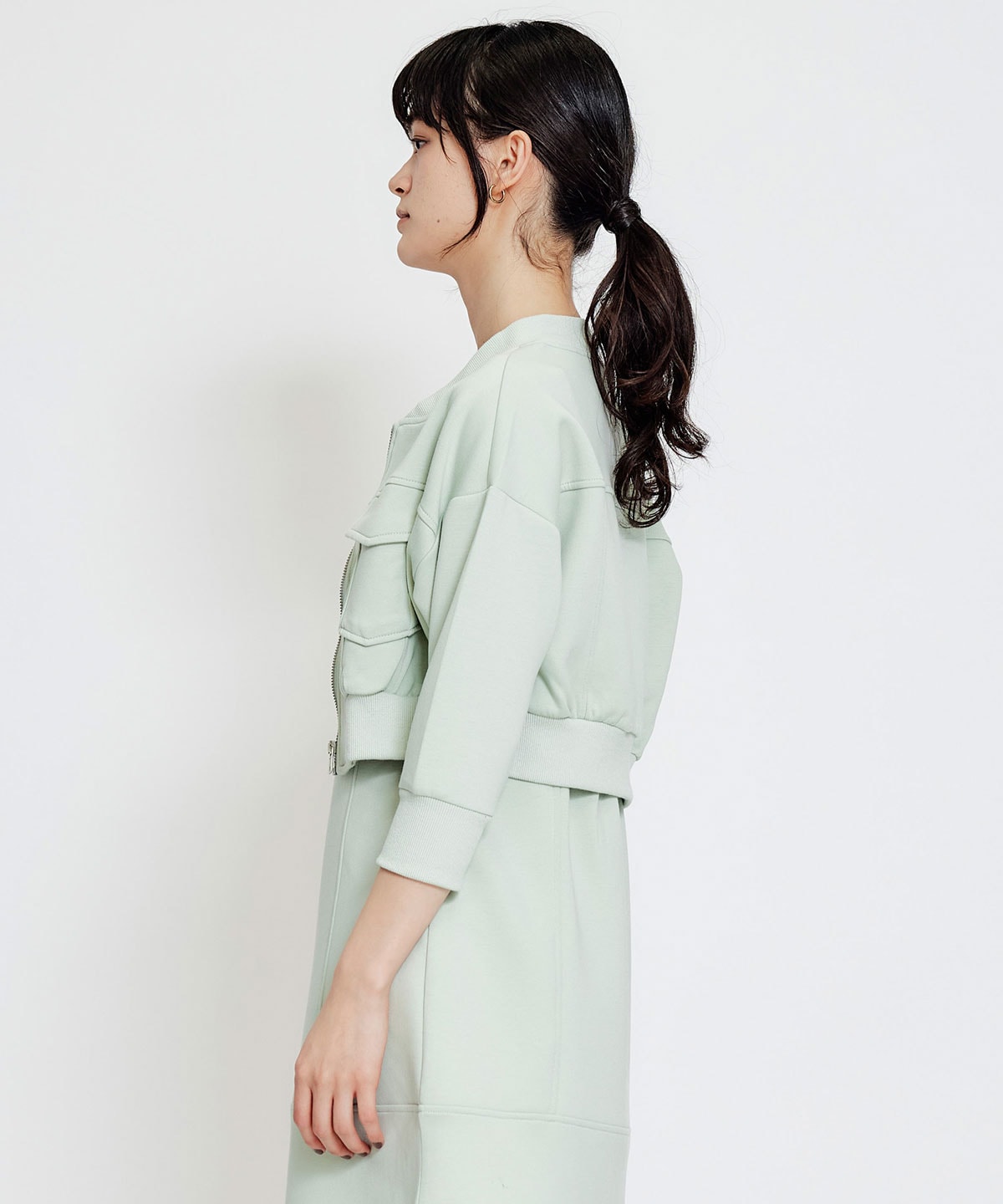 【セットアップ可能】バイカラーステッチカットブルゾン