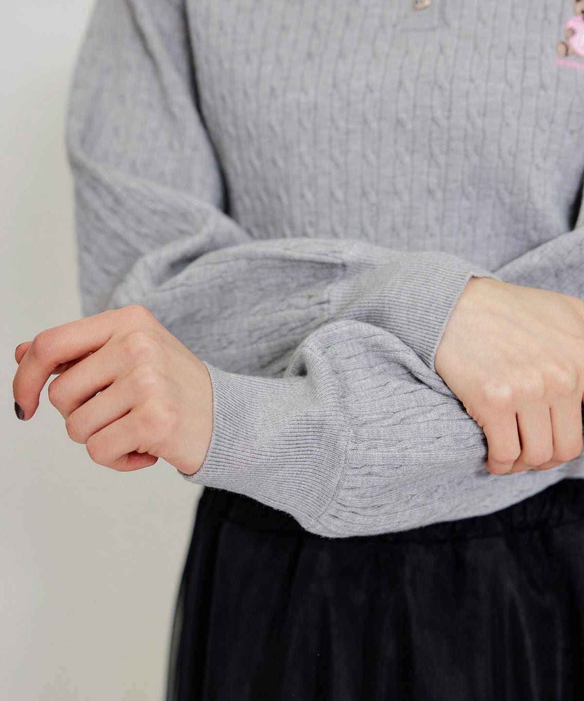 【2/13(金) 昼12時発売開始】Azelyハートミニケーブルポロニット