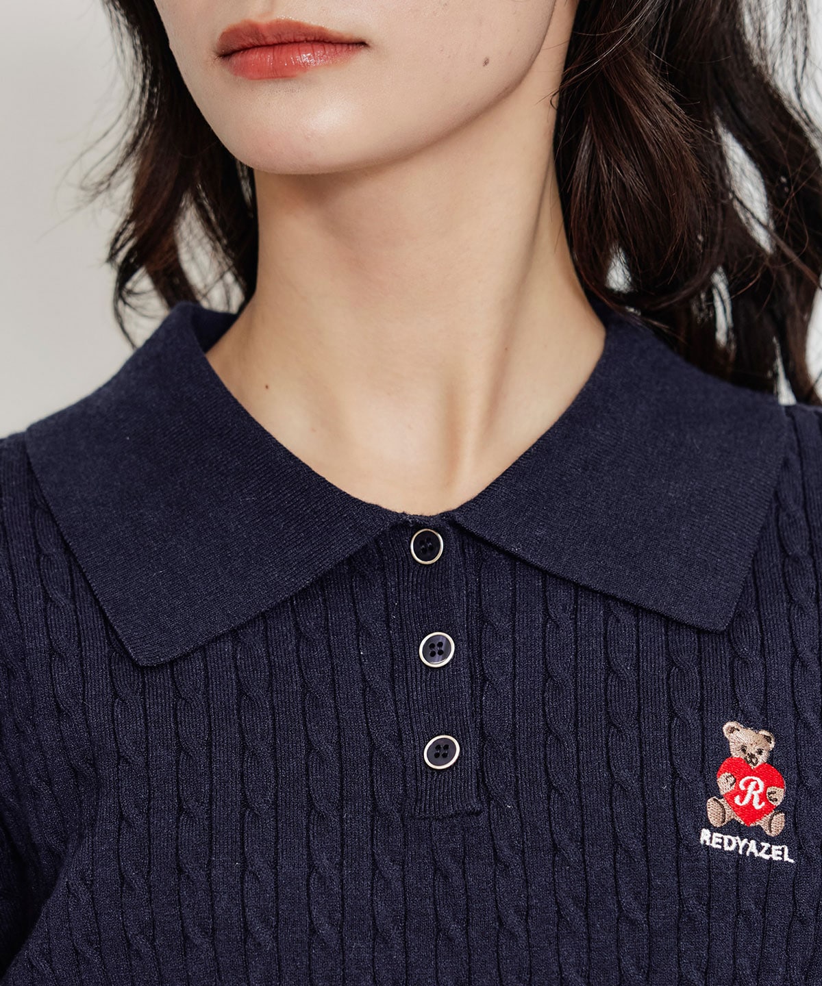 【2/13(金) 昼12時発売開始】Azelyハートミニケーブルポロニット