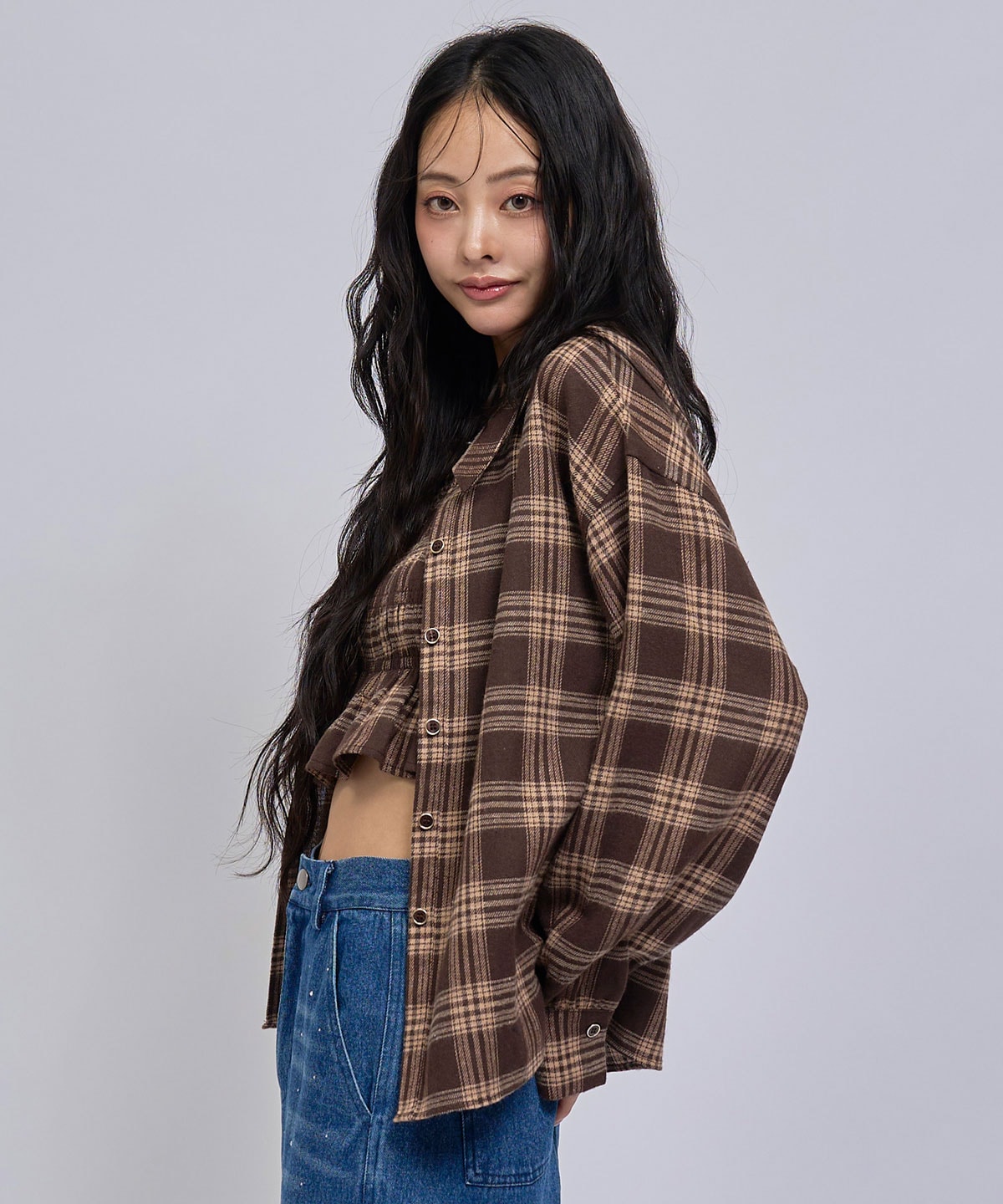【=LOVE 大場花菜さん着用】チェックビスチェ×シャツセット