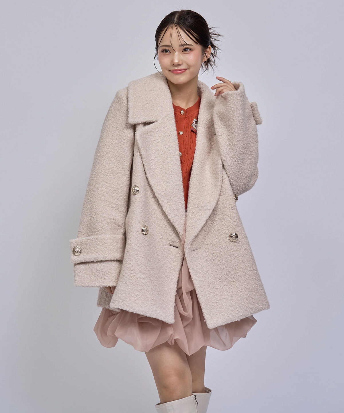 【=LOVE 大場花菜さん着用】ボリュームタックシフォンミニスカート