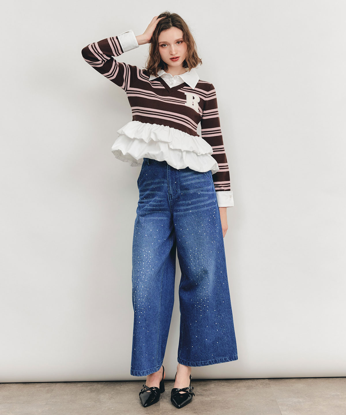 【Sparkle Denim Series】スパークルワイドデニムパンツ