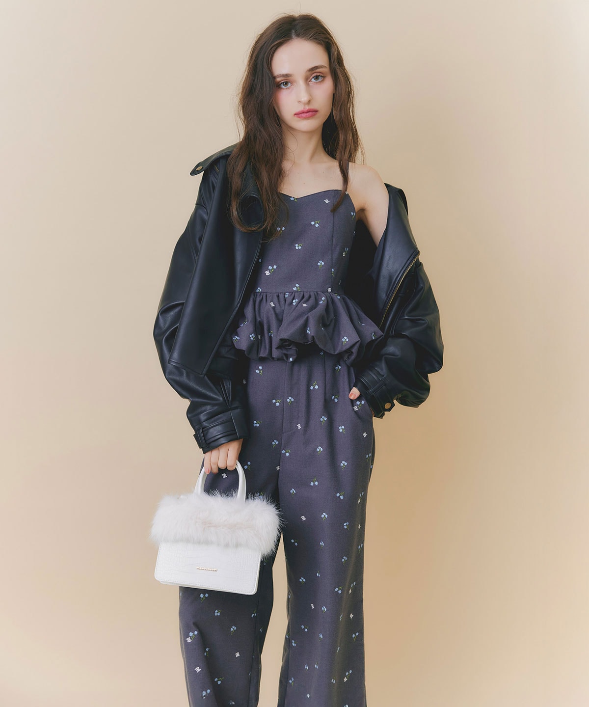 【Fleur monogram Series】フルールモノグラムエンブロイダリーワイドパンツ