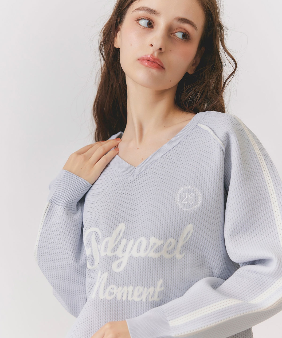 ロゴメッシュニット×バルーンショートパンツセットアップ