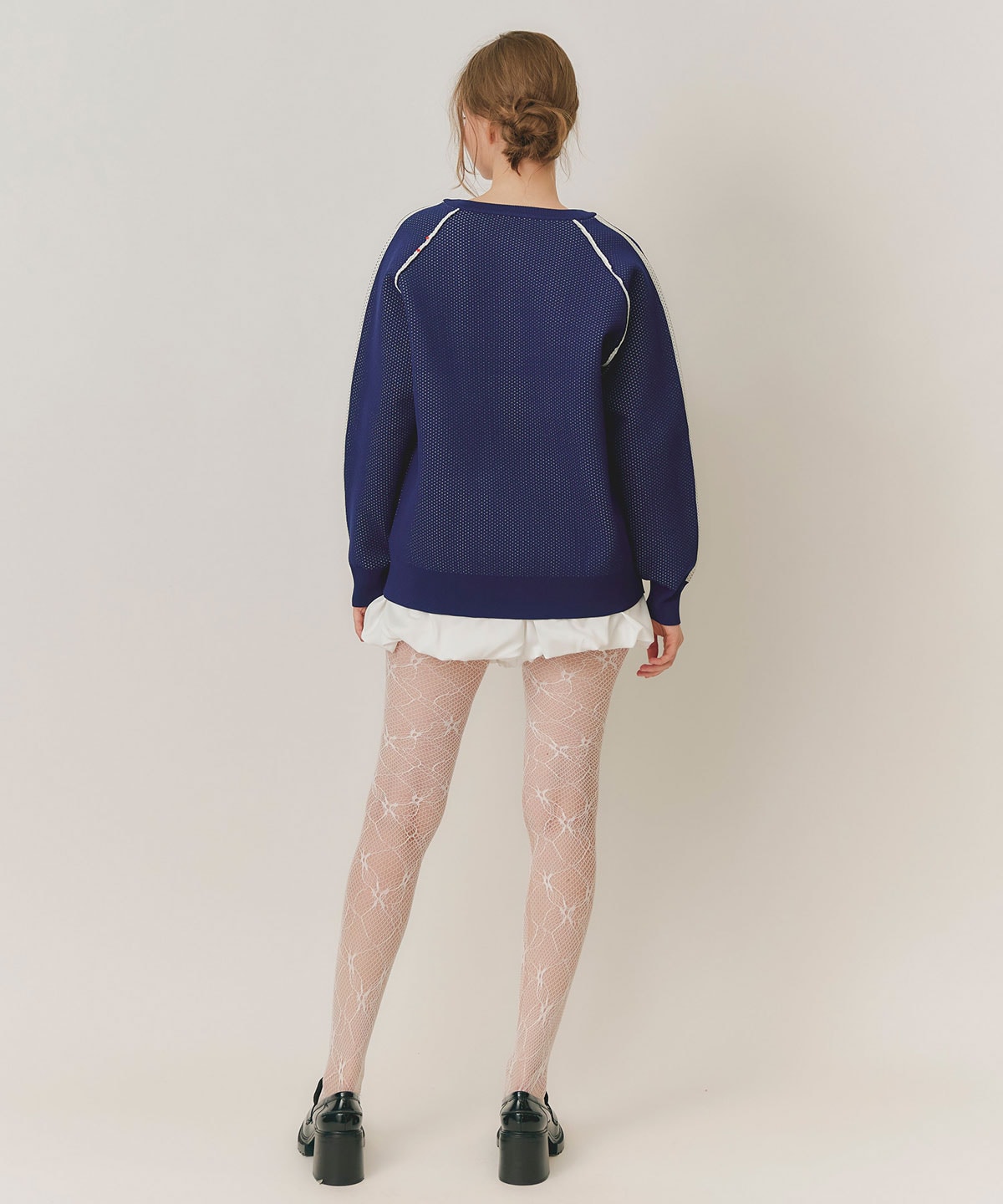 ロゴメッシュニット×バルーンショートパンツセットアップ